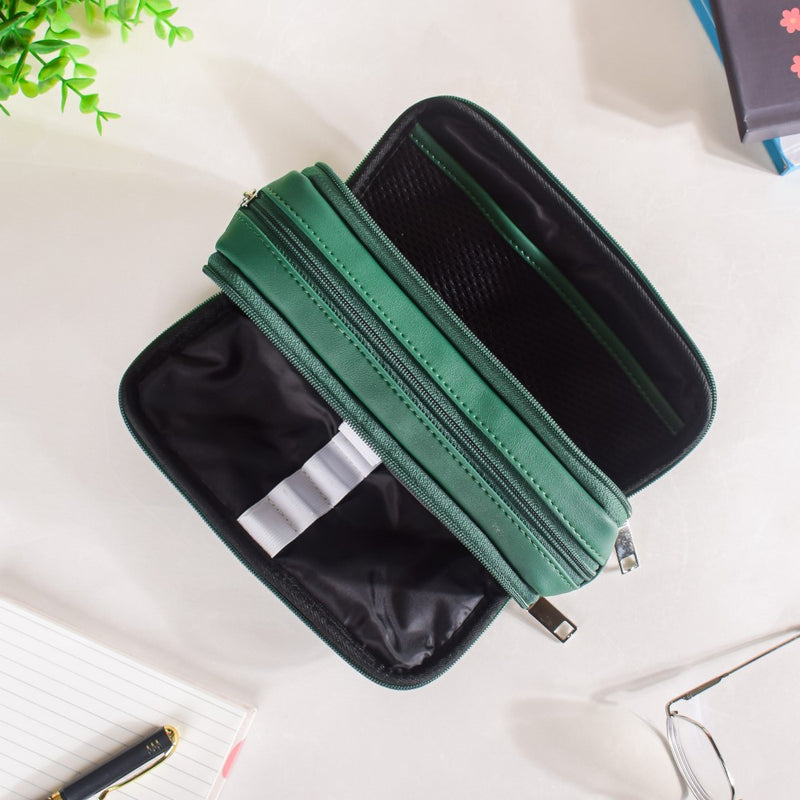 Quilted Stationery Pouch Green