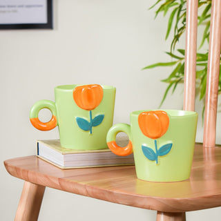 Tulip Coffee Mug Green Set of 2 330ml