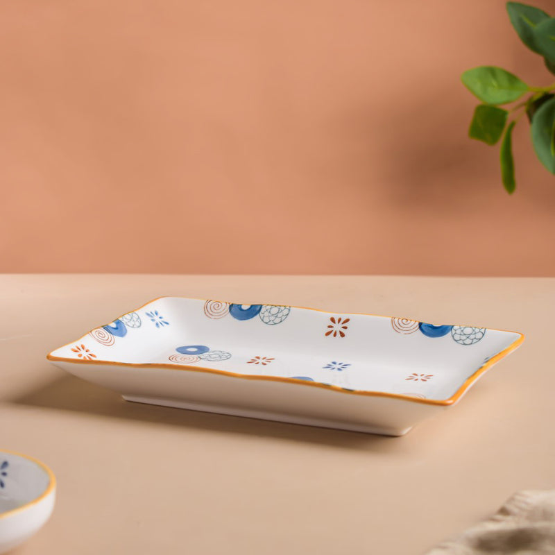 Feliz Rectangle Snack Plate - Serving plate, snack plate, dessert plate | Plates for dining & home decor