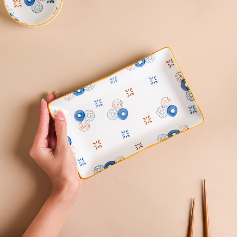 Feliz Rectangle Snack Plate - Serving plate, snack plate, dessert plate | Plates for dining & home decor