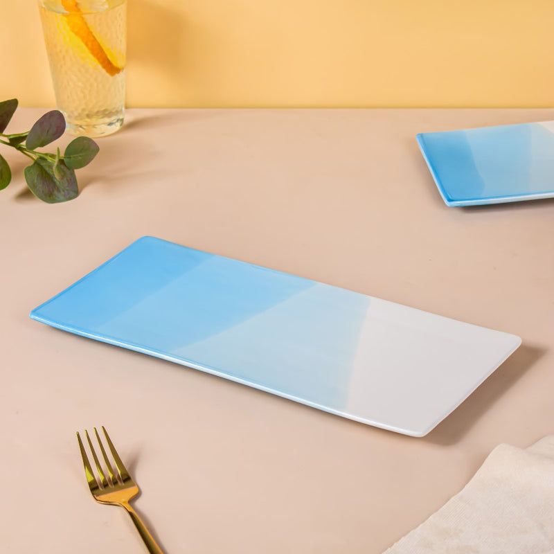 Ombre Ceramic Platter Blue Large 12 Inch - Ceramic platter, serving platter, fruit platter | Plates for dining table & home decor
