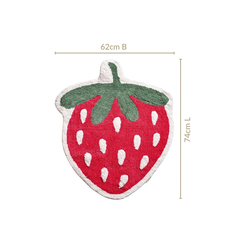 Strawberry Cotton Anti Slip Floor Mat 74x62cm