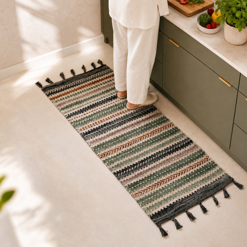 Boho Tassel Cotton Runner Mat 130x50cm
