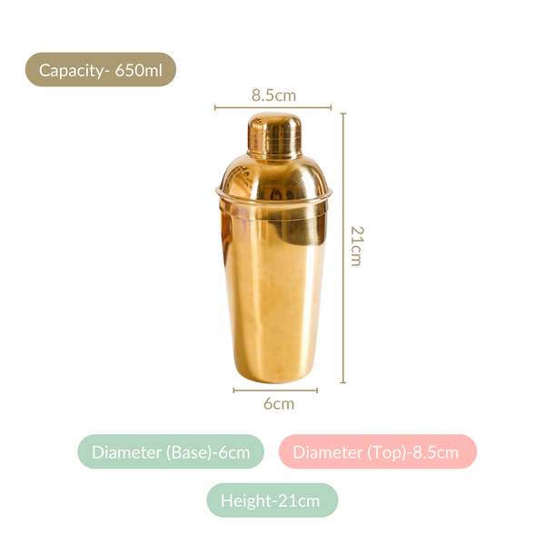 Gold Stainless Steel Cocktail Shaker 650ml