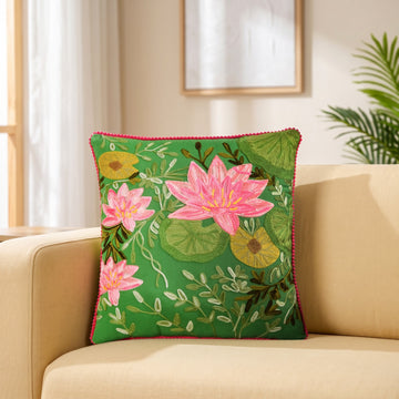 Gardenia Embroidered Cotton Cushion Cover 40x40cm