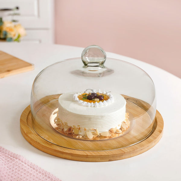 Cake Stand With Glass Cloche 11 Inch - Main Image