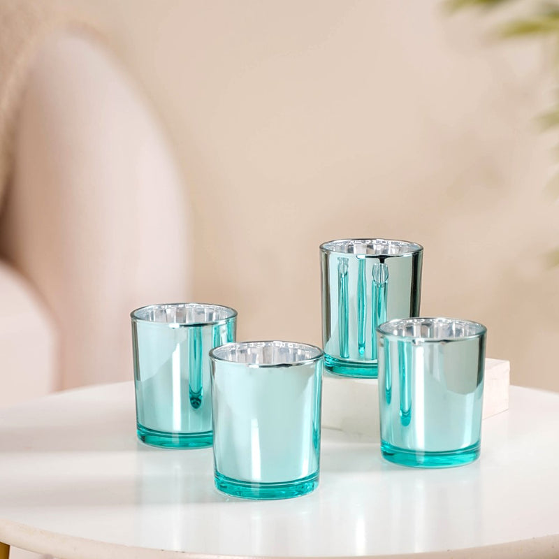 Votive Glass Tealight Holder Set Of 4 Blue