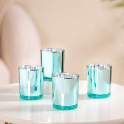 Votive Glass Tealight Holder Set Of 4 Blue