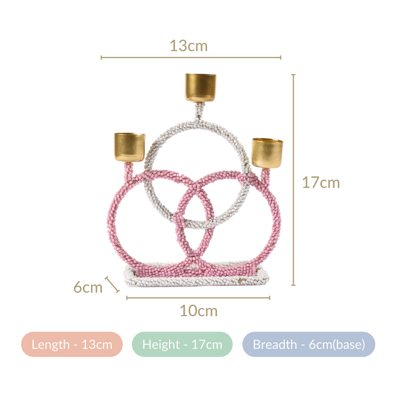 Beaded Candle Holder For Home Decor- Candle decor, candle stands, candle holders, glass candle holders, gold candle holders