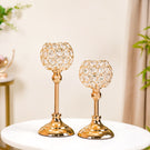 Luxurious Crystal Votive Candle Holder Stand Set Of 2