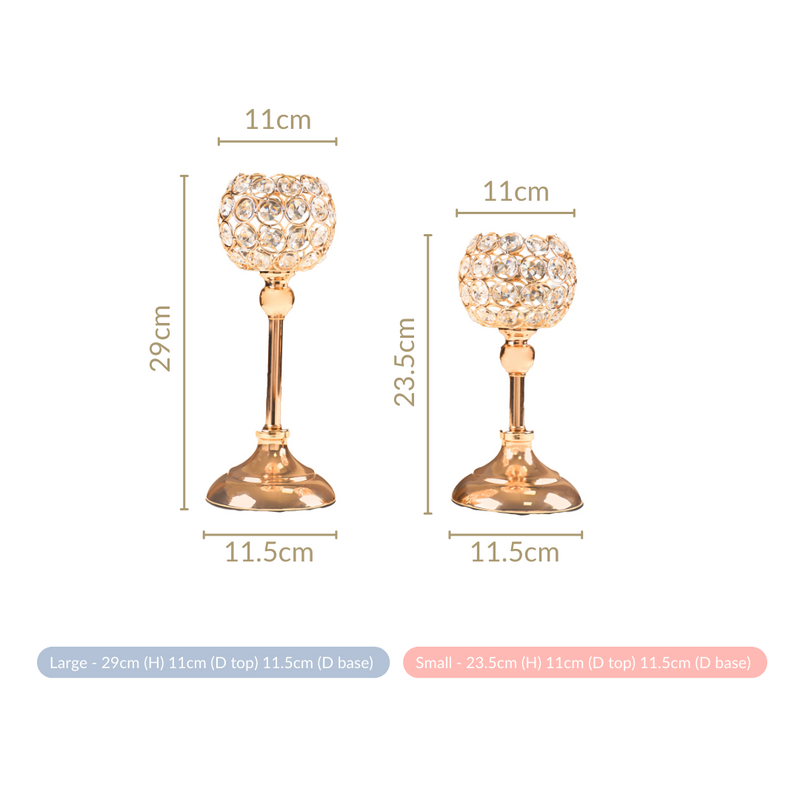 Luxurious Crystal Votive Holder Stand Set Of 2