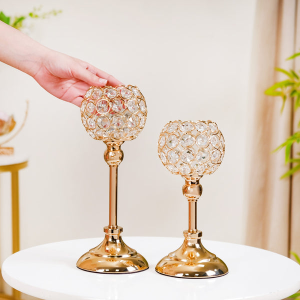 Luxurious Crystal Votive Holder Stand Set Of 2