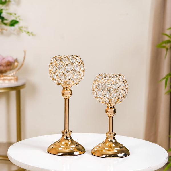 Luxurious Crystal Votive Holder Stand Set Of 2