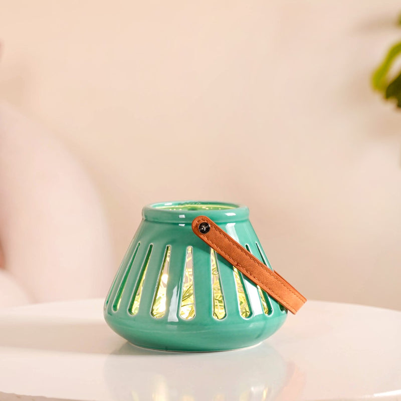 Teal Decorative Ceramic Lantern Set of 2