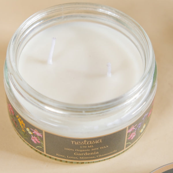 Gardenia Scented Candle Glass Jar With Lid
