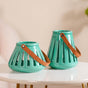 Teal Decorative Ceramic Lantern Set of 2