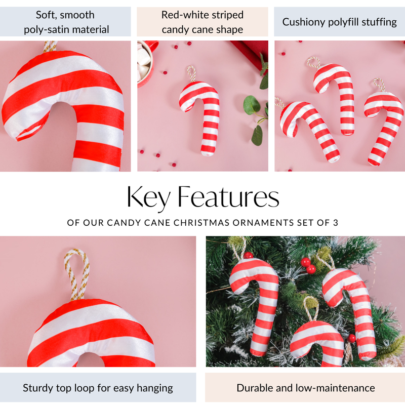 Candy Cane Christmas Ornaments Set