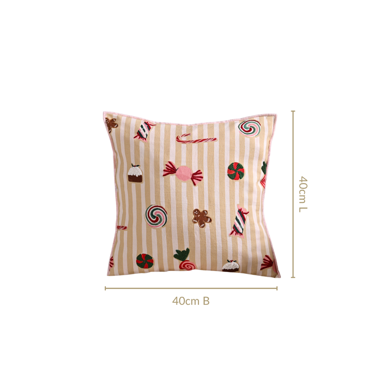 Candy Cotton Embroidered Cushion Cover 40x40cm