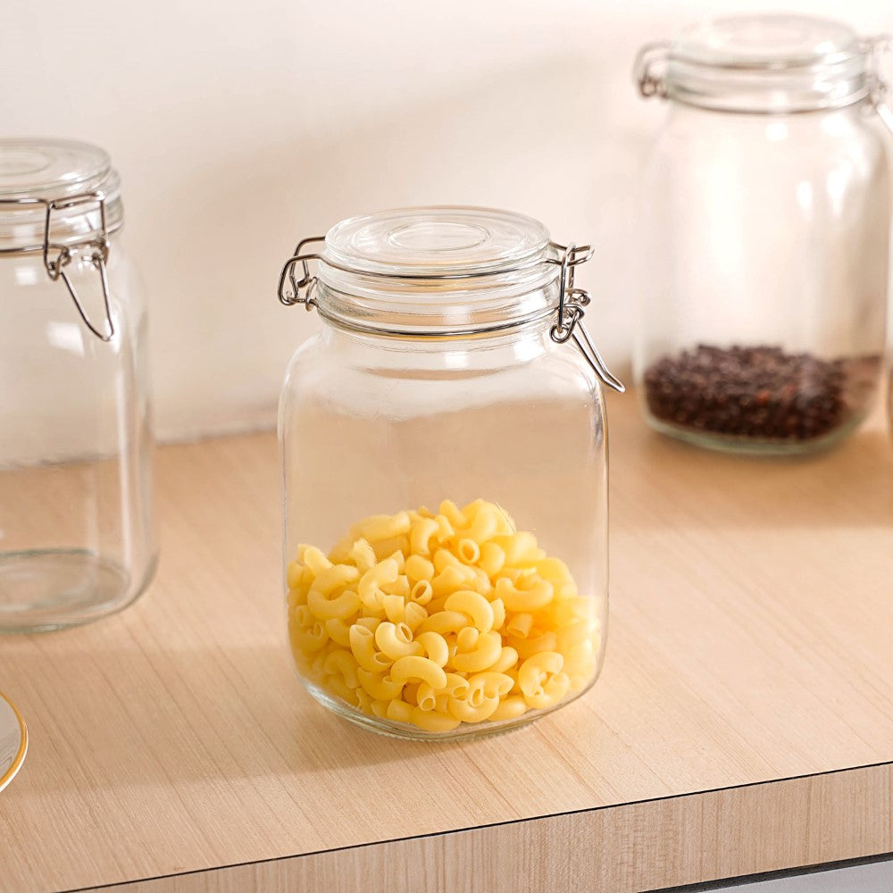 Set of 4 Cork Ball Lid Glass Jars, Tall Food Storage Containers