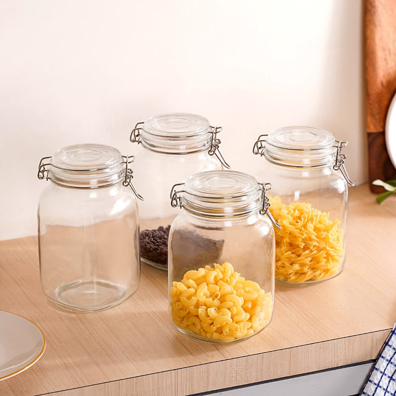 Kitchen Jars With Clip Lids Set Of 4 Large