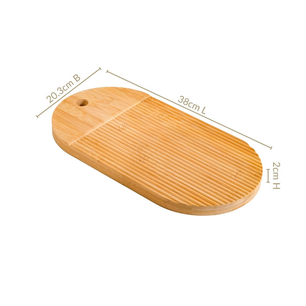Ribbed Capsule Bamboo Zen Garden Serving Platter 15 Inch