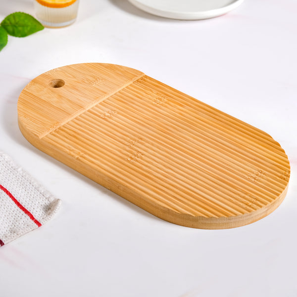 Ribbed Capsule Bamboo Zen Garden Serving Platter 15 Inch