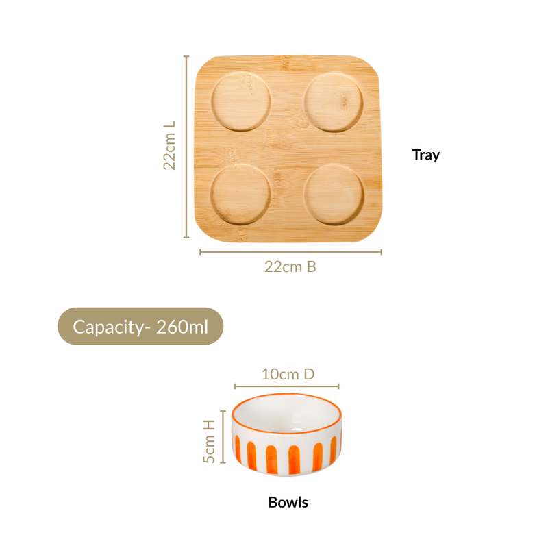 Carnival Stripe Bowls With Tray Set Of 5