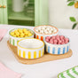 Carnival Stripe Bowls With Tray Set Of 5