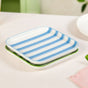 Carnival Stripe Dessert Plates Set Of 2 16x16cm Blue Green