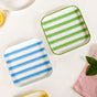 Carnival Stripe Dessert Plates Set Of 2 16x16cm Blue Green