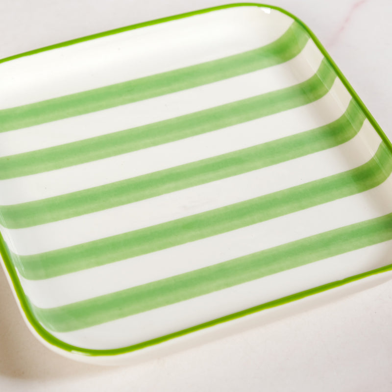 Carnival Stripe Dessert Plates Set Of 2 16x16cm Blue Green