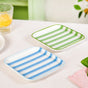 Carnival Stripe Dessert Plates Set Of 2 16x16cm Blue Green
