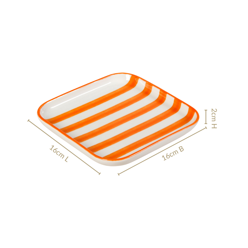 Carnival Stripe Dessert Plates Set Of 2 Orange And Yellow