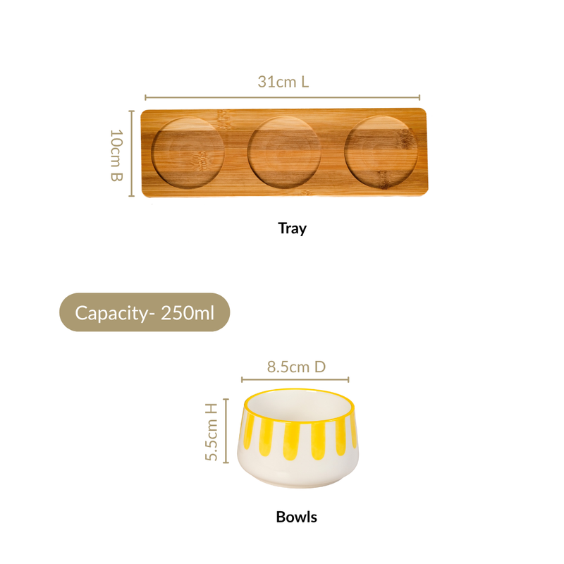 Carnival Stripe Serving Bowls With Tray Set Of 4