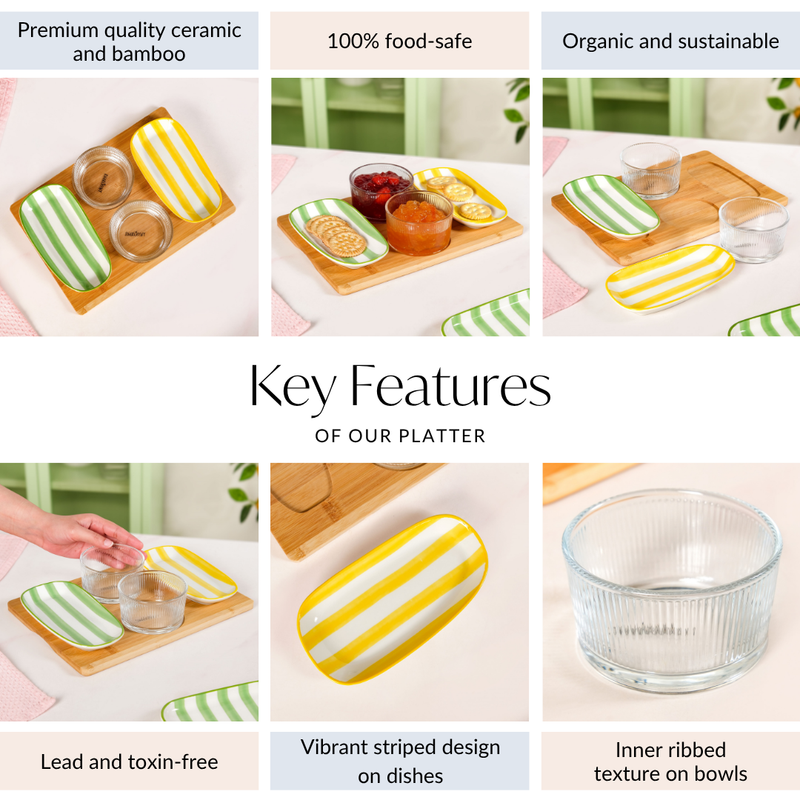 Carnival Stripe Serving Platter Set Of 5