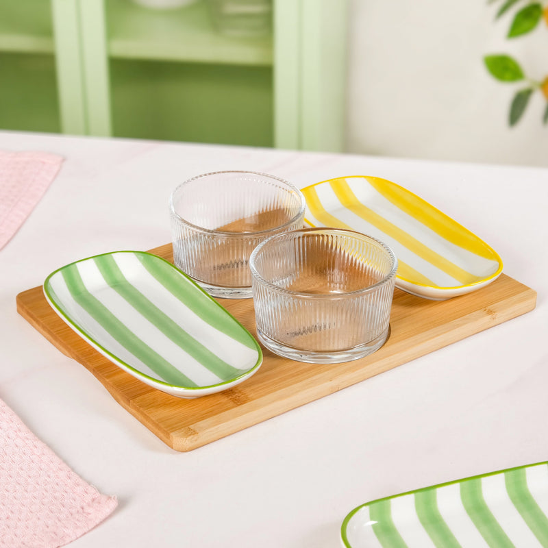 Carnival Stripe Serving Platter Set Of 5