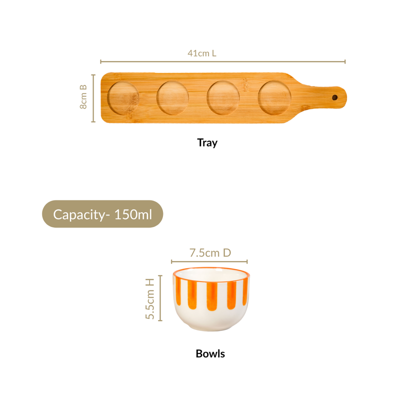 Carnival Stripe Serving Platter With Bowls Set Of 5