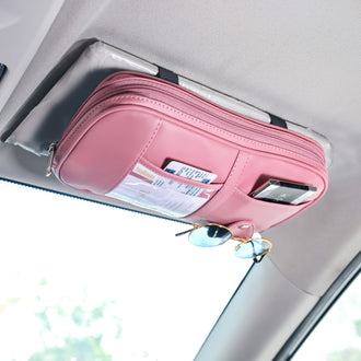 Vegan Leather Large Capacity Car Visor Organizer