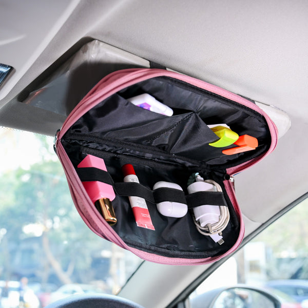 Vegan Leather Large Capacity Car Visor Organizer