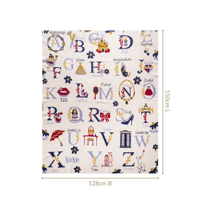 Castle And Crown Alphabet Knitted Kids Cotton Throw 150x128cm