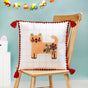 Cat Embroidered Cushion Cover With Tassels 42x42cm