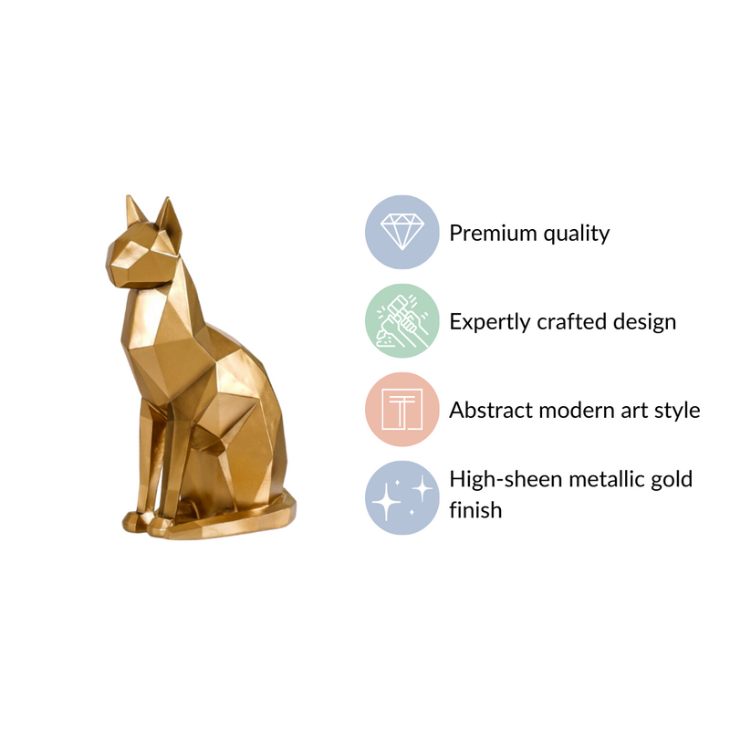 Cat Sculpture Gold For Home Decor- Abstract Cat Sculpture, Gold Home Decor, Modern Cat Figurine, Artistic Cat Decoration, Luxury Cat Sculpture
