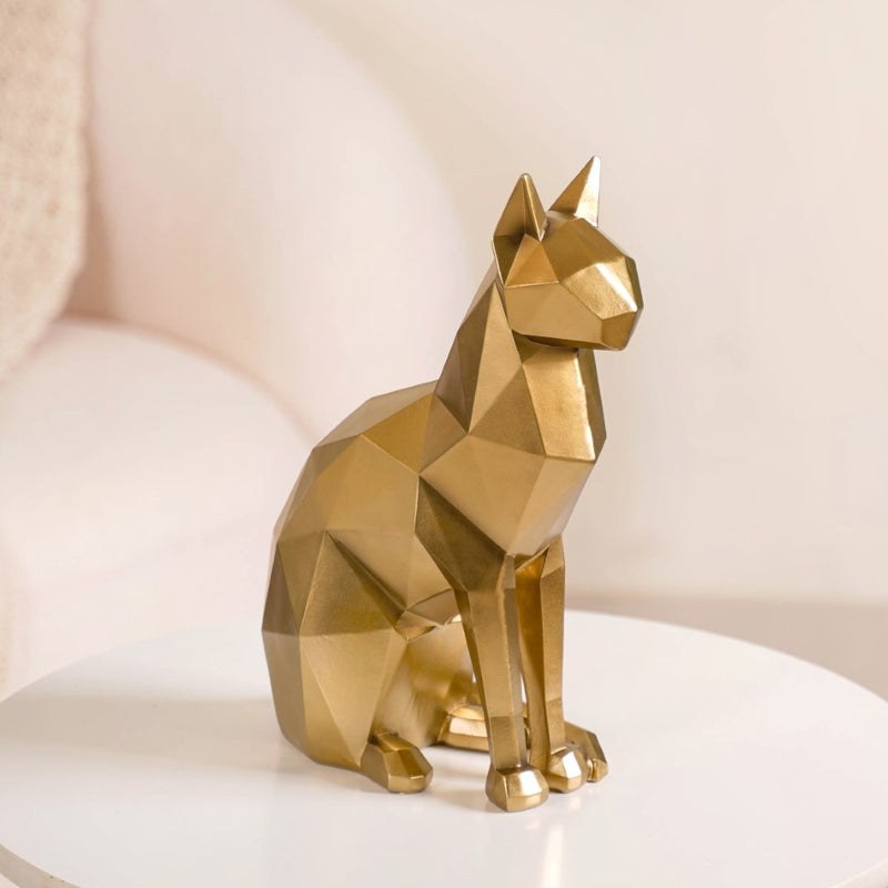 Cat Sculpture Gold For Home Decor- Abstract Cat Sculpture, Gold Home Decor, Modern Cat Figurine, Artistic Cat Decoration, Luxury Cat Sculpture