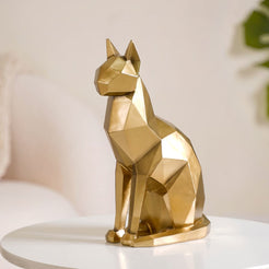 Cat Sculpture Gold For Home Decor- Abstract Cat Sculpture, Gold Home Decor, Modern Cat Figurine, Artistic Cat Decoration, Luxury Cat Sculpture