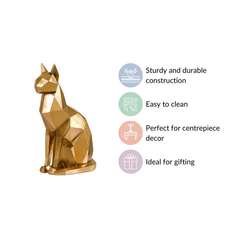 Cat Sculpture Gold For Home Decor- Abstract Cat Sculpture, Gold Home Decor, Modern Cat Figurine, Artistic Cat Decoration, Luxury Cat Sculpture