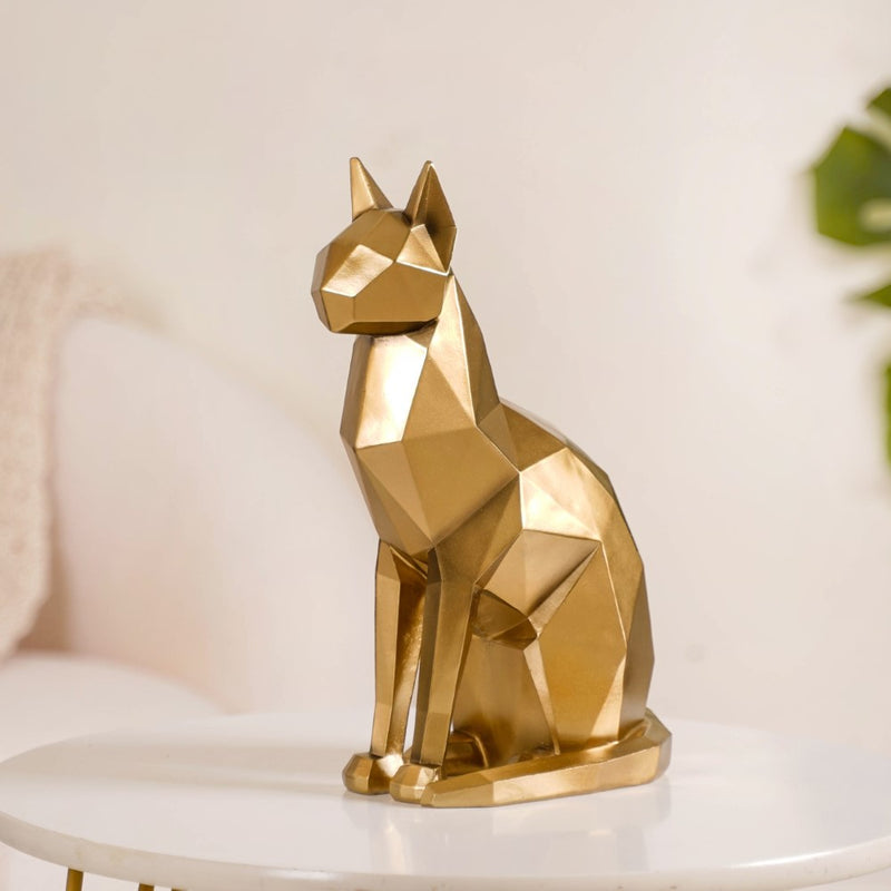 Cat Sculpture Gold For Home Decor- Abstract Cat Sculpture, Gold Home Decor, Modern Cat Figurine, Artistic Cat Decoration, Luxury Cat Sculpture