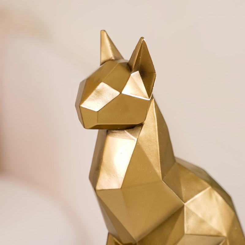 Cat Sculpture Gold For Home Decor- Abstract Cat Sculpture, Gold Home Decor, Modern Cat Figurine, Artistic Cat Decoration, Luxury Cat Sculpture