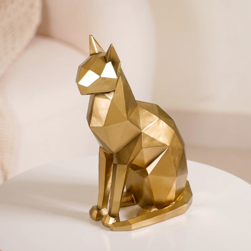 Cat Sculpture Gold For Home Decor- Abstract Cat Sculpture, Gold Home Decor, Modern Cat Figurine, Artistic Cat Decoration, Luxury Cat Sculpture