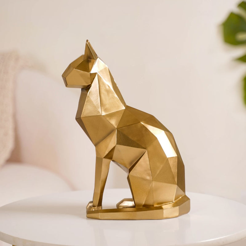 Cat Sculpture Gold For Home Decor- Abstract Cat Sculpture, Gold Home Decor, Modern Cat Figurine, Artistic Cat Decoration, Luxury Cat Sculpture