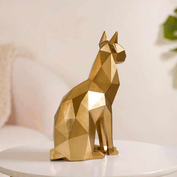 Abstract Cat Sculpture Gold For Home Decor